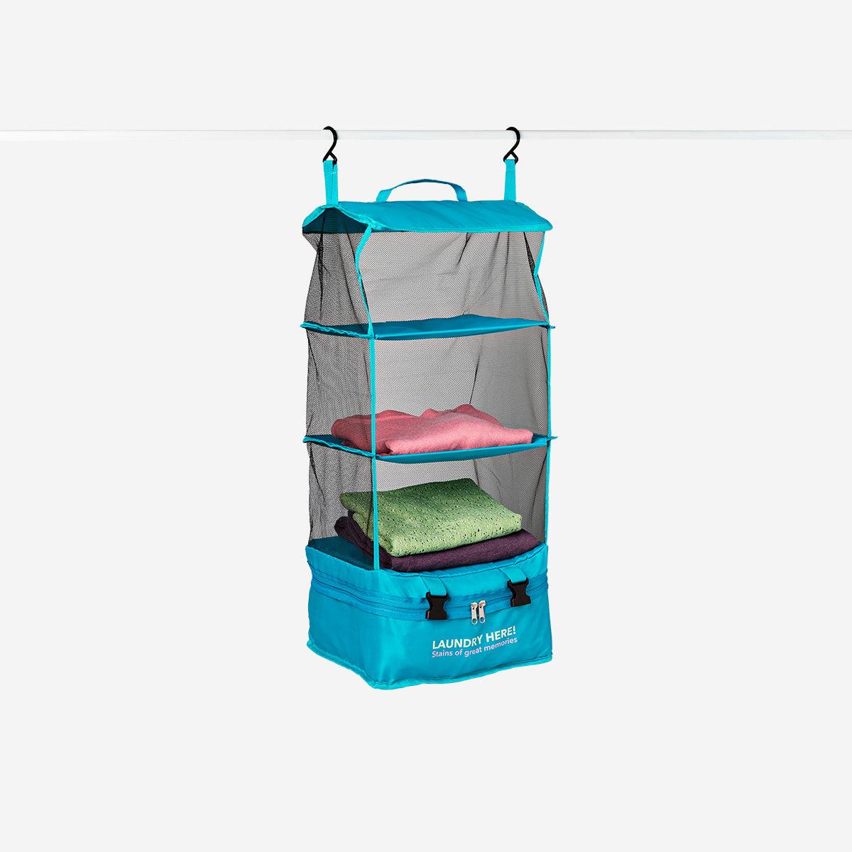 WARDROBE FOR TRAVEL FOLDABLE W HOOKS GREEN