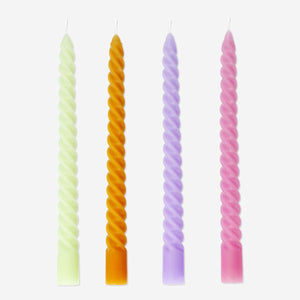 CANDLE DINNER H.24.5CM DIA 2,2CM 4PCS TWISTED MULTI COLORS