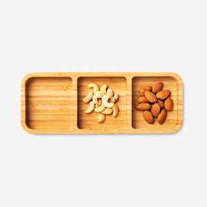 SNACK TRAY BAMBOO WITH 3 COMPARTMENTS