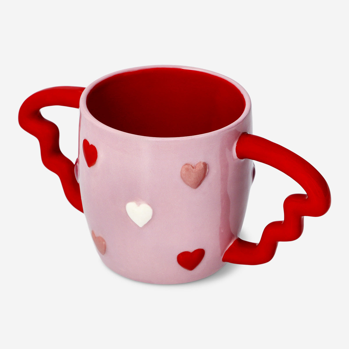 MUG WITH HANDLE HEARTS EMBOSSED EFFECT 310ML