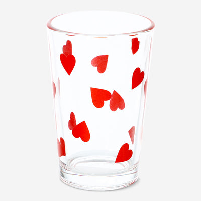 GLASS 220ML DRINKING WITH SMALL RED HEARTS