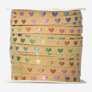 RIBBON CRAFT PAPER W METALLIC HEARTS 30M PASTEL