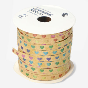 RIBBON CRAFT PAPER W METALLIC HEARTS 30M PASTEL