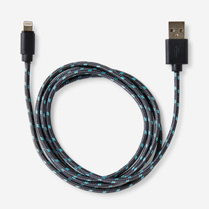 CHARGING CABLE 1.2M LIGHTNING FABRIC DARK GREY/GREEN