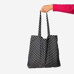 BAG FOLDABEL BLACK W. WHITE DOTS