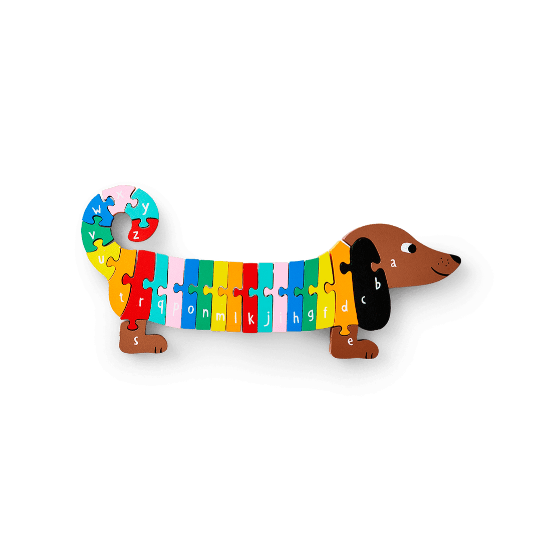 PUZZLE ALPHABET WOODEN SAUSAGE DOG