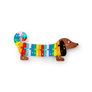 PUZZLE ALPHABET WOODEN SAUSAGE DOG