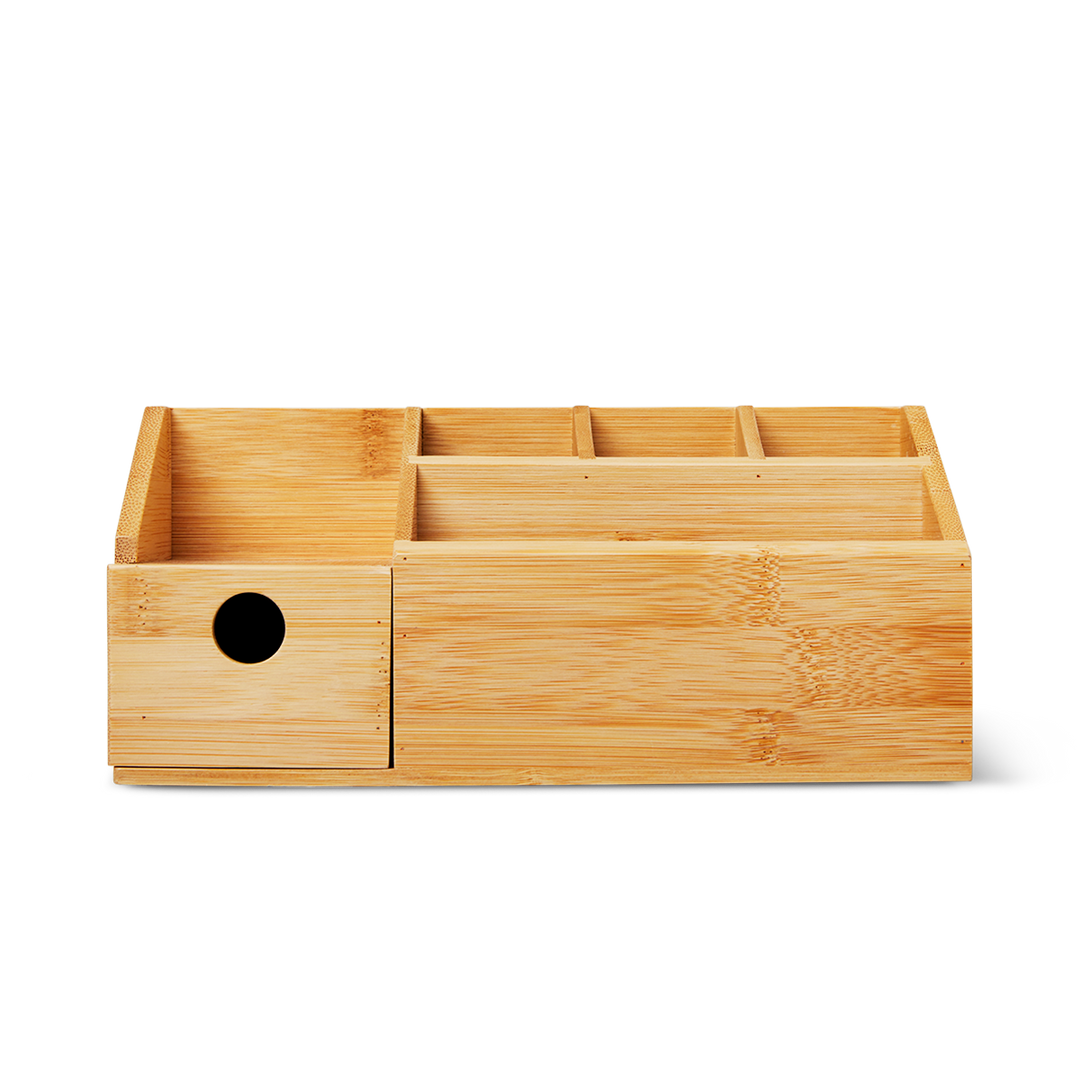 MAKEUP ORGANIZER W. ROOMS AND DRAWERS BAMBOO