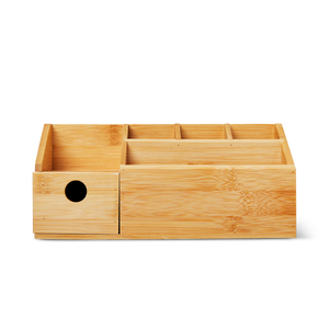 MAKEUP ORGANIZER W. ROOMS AND DRAWERS BAMBOO