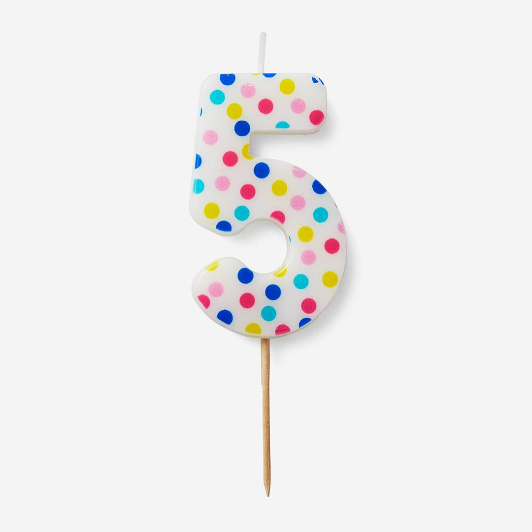 CANDLE FOR CAKE DOTS NUMBER 5