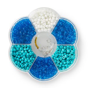 BEADS FLOWER GLASS BLUE