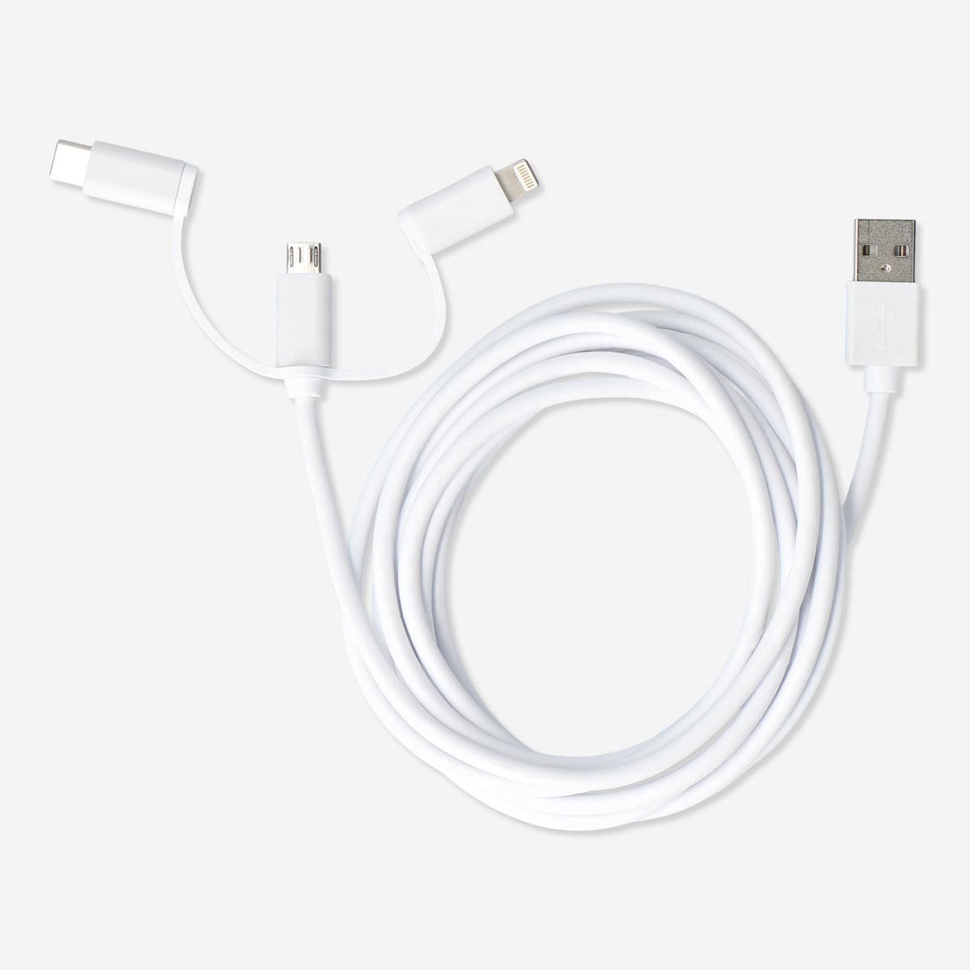 CHARGING CABLE 300CM 3-IN-1 WHITE