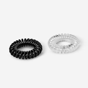 HAIR ELASTIC SPIRAL 4 PCS RECYCLED TPR BLACK/CLEAR