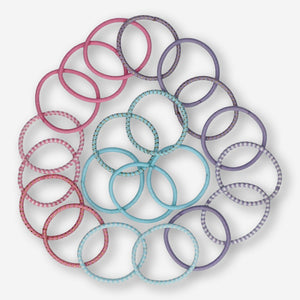 HAIR ELASTICS MINI 20 PCS RECYCLED POLYESTER PURPLE/BLUE/PIN