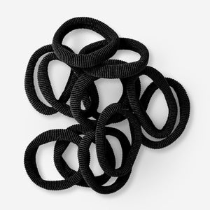 HAIR ELASTICS THICK 12 PCS RECYCLED POLYESTER BLACK