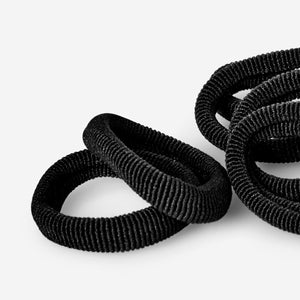 HAIR ELASTICS THICK 12 PCS RECYCLED POLYESTER BLACK