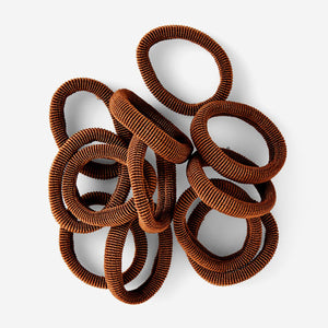 HAIR ELASTICS THICK 12 PCS RECYCLED POLYESTER BROWN