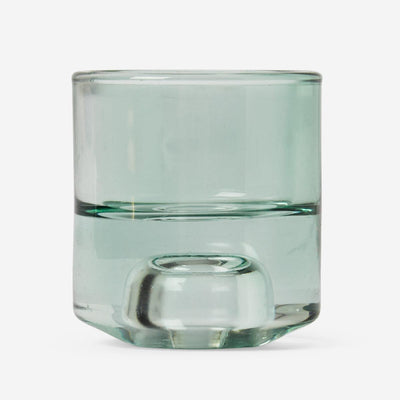 CANDLE AND TEA LIGHT HOLDER GLASS 2 IN 1 GREEN