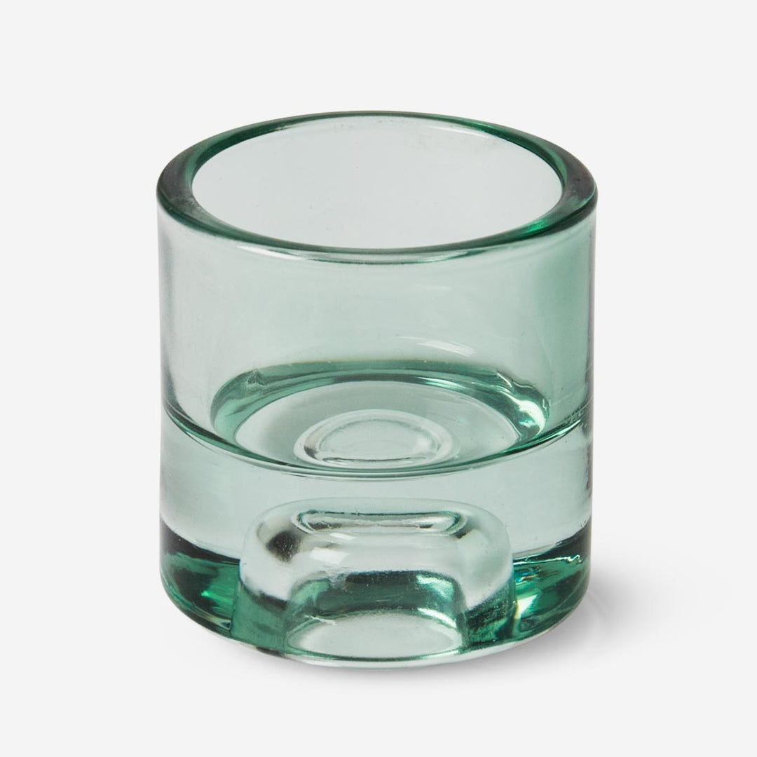 CANDLE AND TEA LIGHT HOLDER GLASS 2 IN 1 GREEN