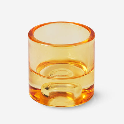 CANDLE AND TEA LIGHT HOLDER GLASS 2 IN 1 ORANGE