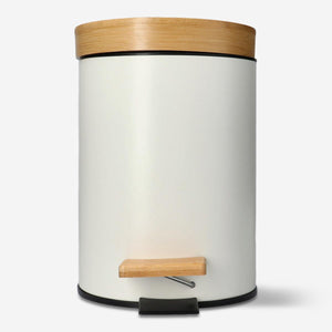 DUSTBIN TIP BAMBOO LID 3L MAT WHITE