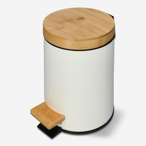 DUSTBIN TIP BAMBOO LID 3L MAT WHITE