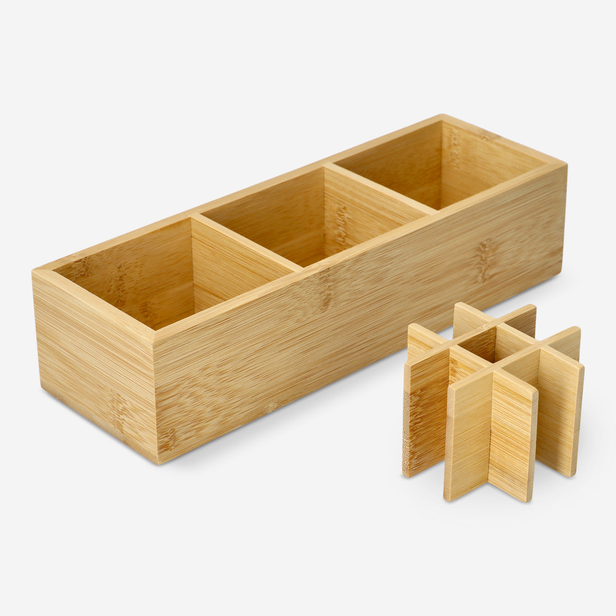 ORGANIZER TRAY 3 ROOMS W REMOVABLE DIVIDER BAMBOO