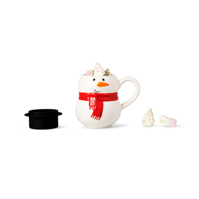 MUG W HANDLE 320ML SNOWMAN W SILICONE HAT