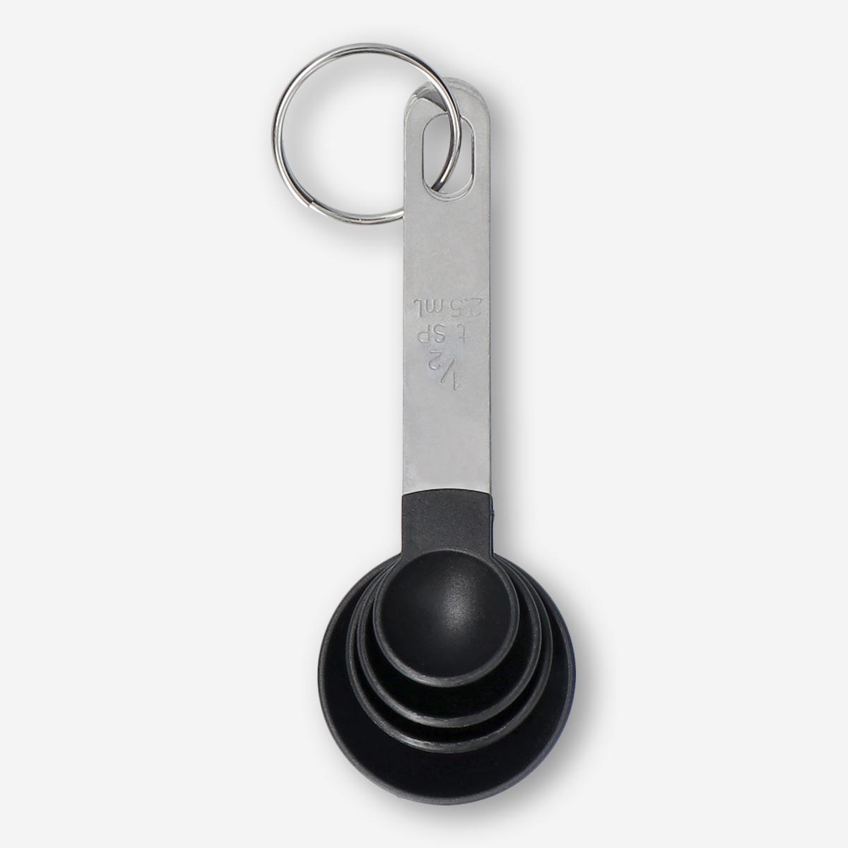 MEASURING SPOONS 4PCS SS WITH BLACK PLASTIC CUPS