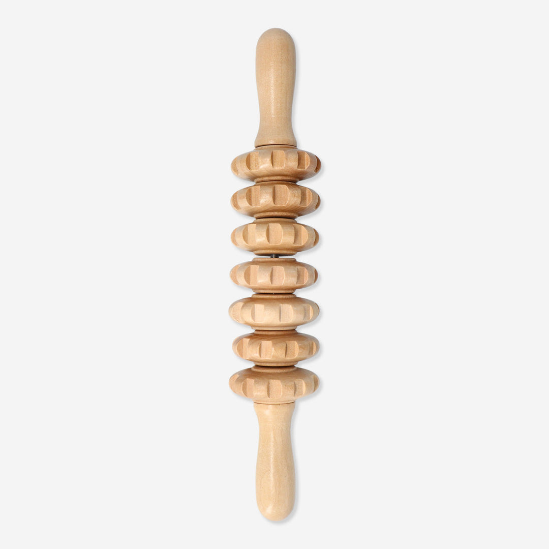 MASSAGER LONG ROLLER WITH WHEELS WOOD BROWN