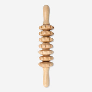 MASSAGER LONG ROLLER WITH WHEELS WOOD BROWN