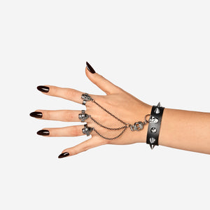 HAND JEWELRY SKELETON RINGS & PU BRACELET