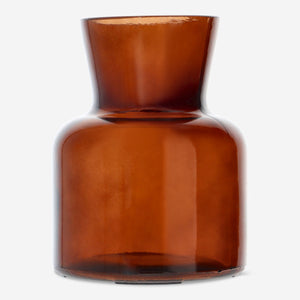 VASE GLASS H: 15CM BROWN