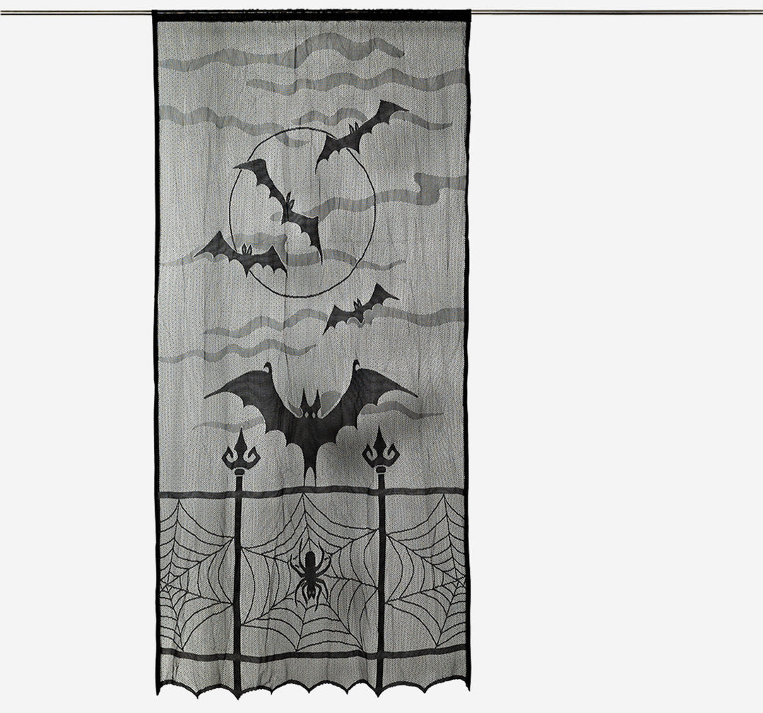 CURTAIN FABRIC WITH BATS AND SPIDERS