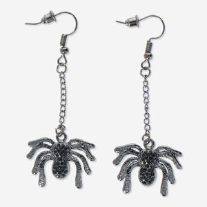 EARRINGS LARGE SPIDER W. STONES HEMATITE