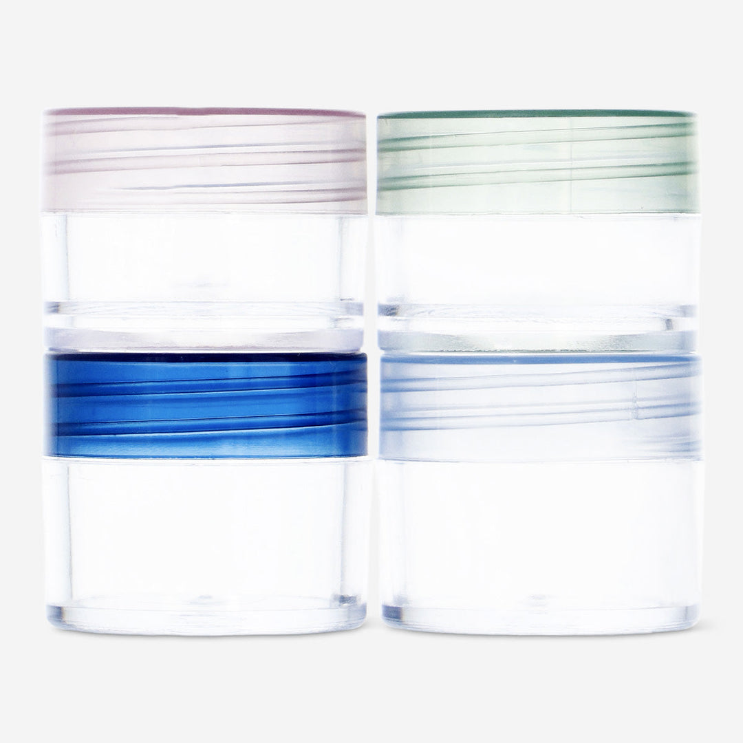 TRAVEL JARS RECYCLED 4 PCS COLORED IN EVA ZIPPER BAG