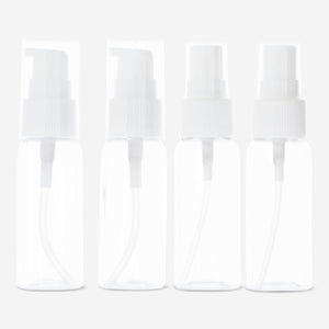 TRAVEL BOTTLES RECYCLED SPRAY 4PCS IN EVA ZIPPER BAG