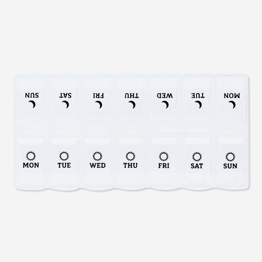 PILL ORGANIZER 7 DAYS DAY AND NIGHT W BRAIL TRANSPARENT