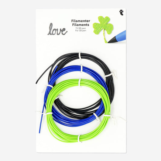 FILAMENTS FOR 3D PEN  BLACK/BLUE/GREEN 3M