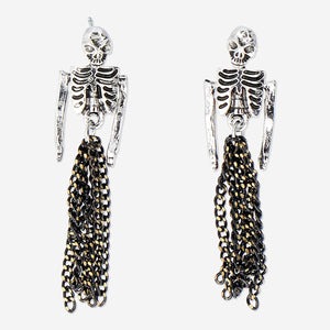 EARRINGS LOOSE SKELETON THROUGH EAR W TASSEL 2PCS SET