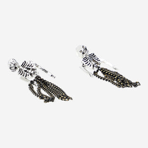 EARRINGS LOOSE SKELETON THROUGH EAR W TASSEL 2PCS SET