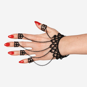 HAND JEWELRY DECADENT CHAINS W FINGER RINGS