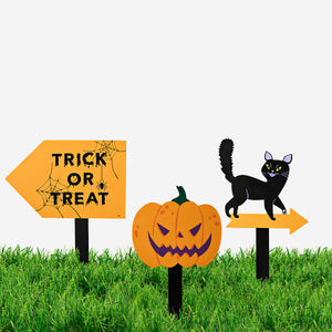 Trick or Treat Yazılı Ahşap İşaret Seti