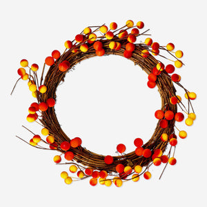 WREATH FALL W. ORANGE BERRIES 30 CM