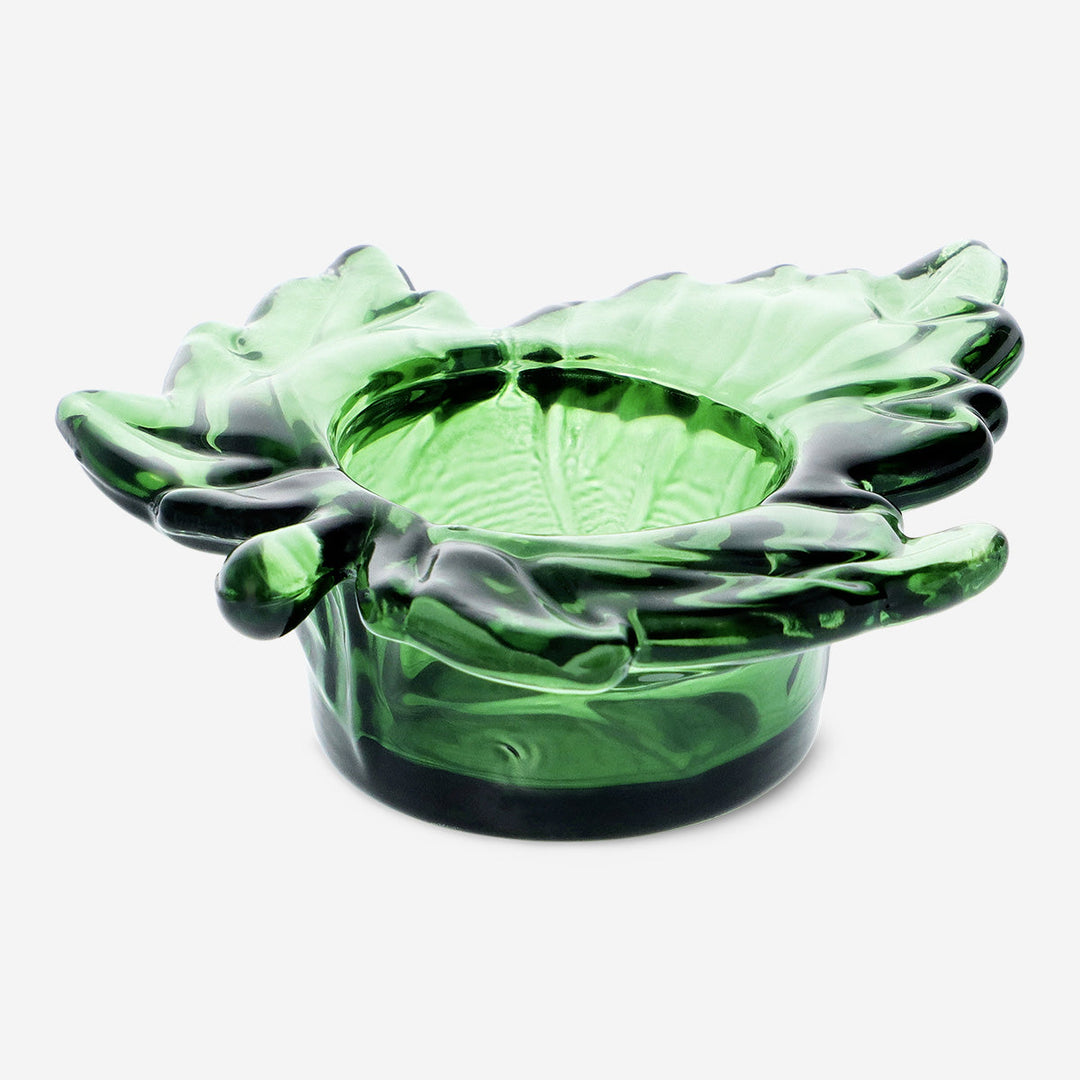 TEALIGHT HOLDER LEAF SHAPE GREEN