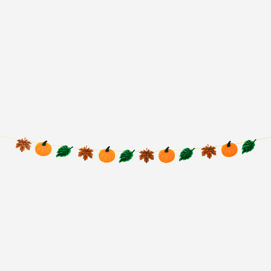 GARLAND FELT LEAVES PUMPKINS 3M