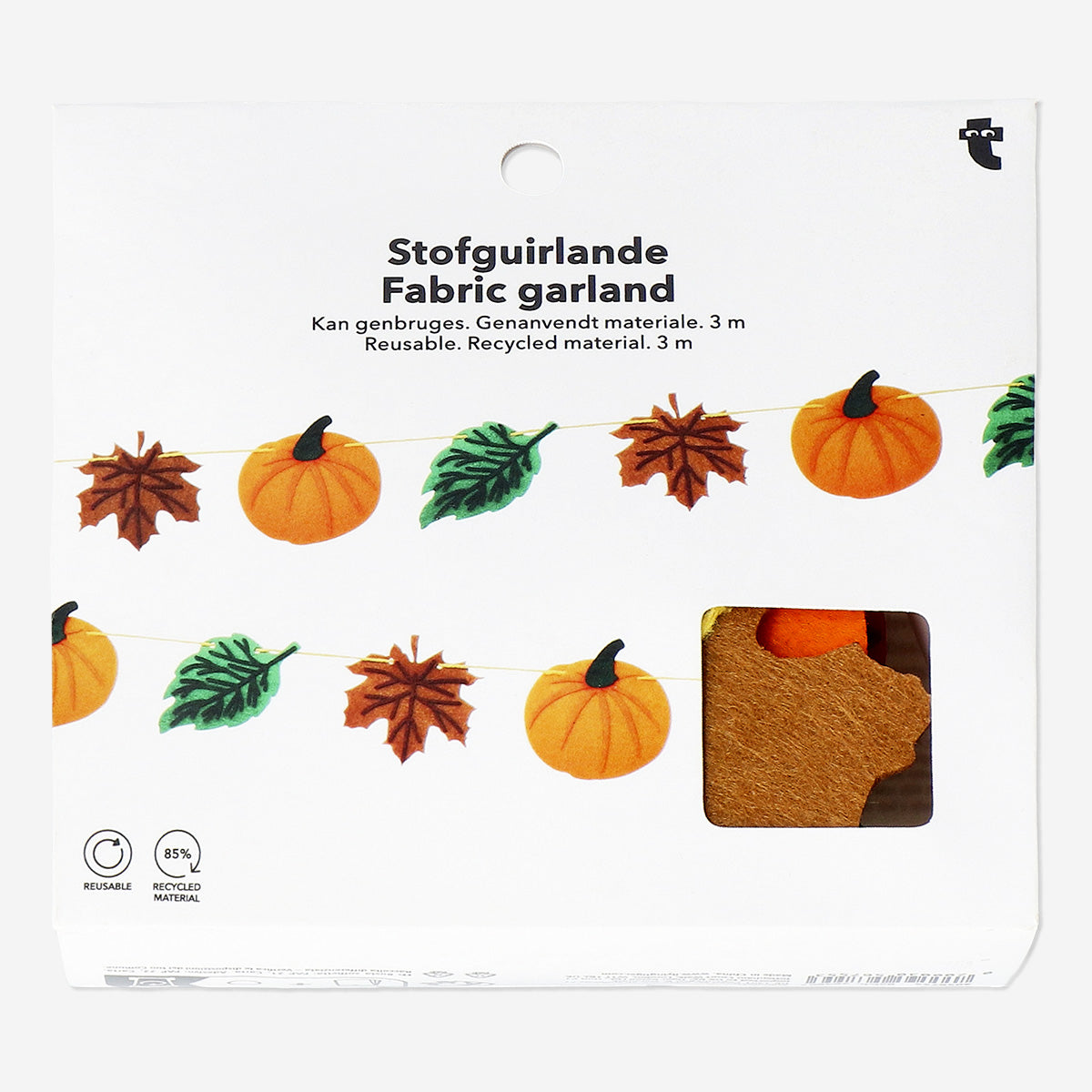 GARLAND FELT LEAVES PUMPKINS 3M