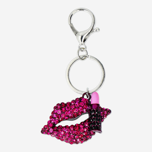 KEYRING GLITTER RHINESTONE LIPS