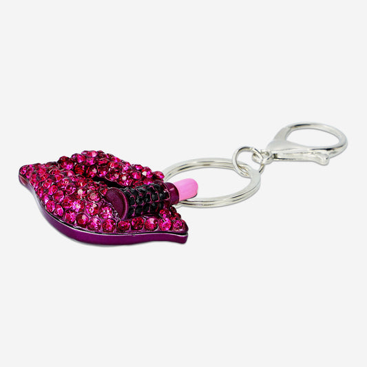 KEYRING GLITTER RHINESTONE LIPS