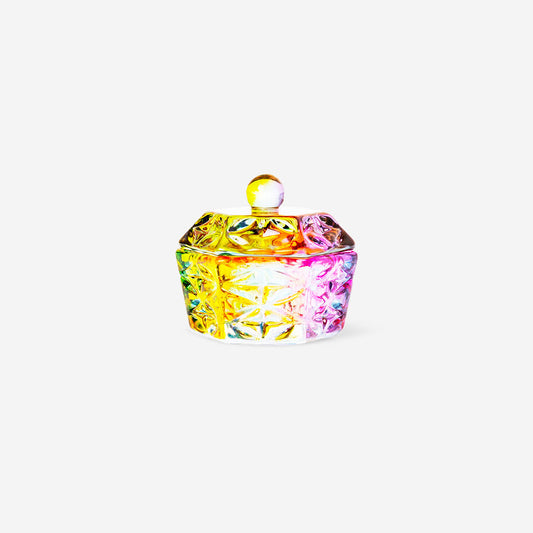 JAR W. LID GLASS DIA 3,5 CM RAINBOW SQUARED